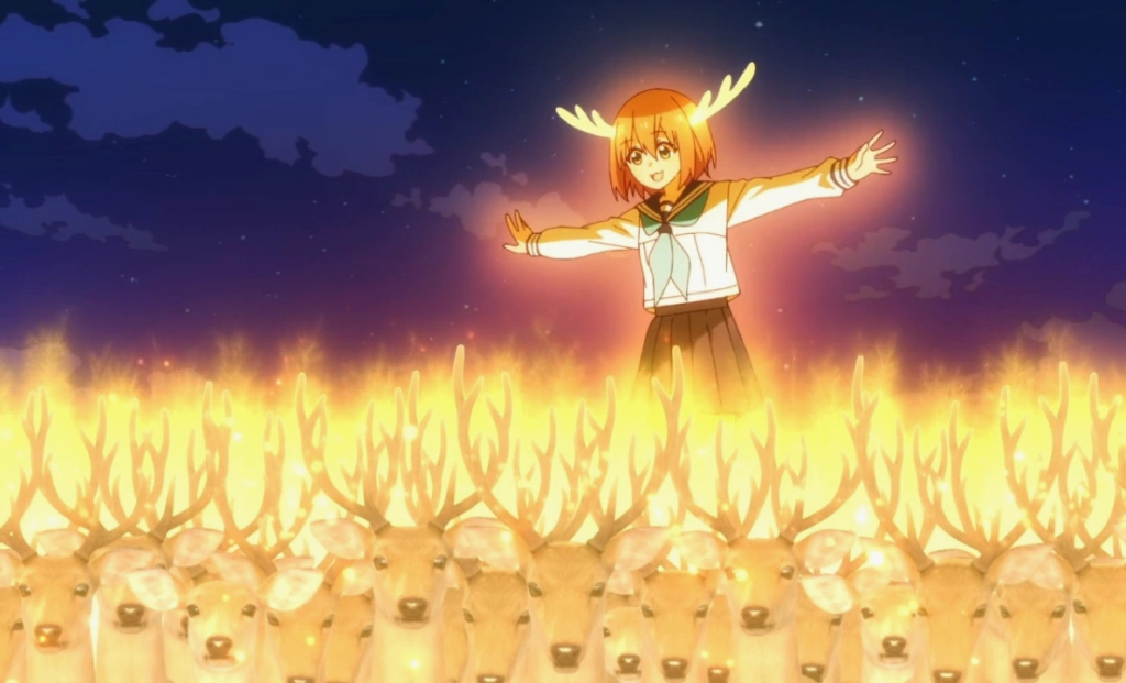 Кадр из аниме-сериала «Моя подруга-олениха Нокотан» (2024)